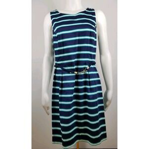 Tommy Hilfiger Womens Dress Size 10 Blue Green White